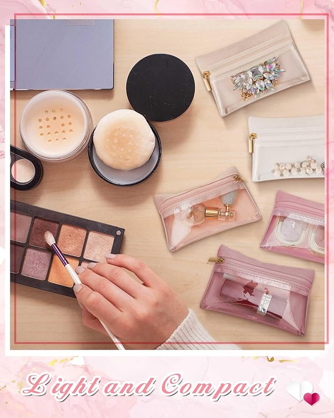 Uiifan Travel Jewelry Organizer Flannel Jewelry Bags Portable Jewelry Pouch with Zipper Pockets for Women Girl Gift