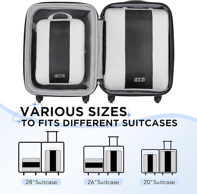 2 Set Compression Packing Cubes for Travel Essentials,Compressible Expandable Packing Cubes for Suitcase,OlarHike Luggage Organizer Bags for Travel,Handy Helper for Organizing Clothes(Black)