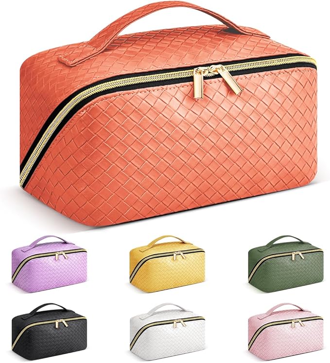 Personalized Initial Makeup Bag,Christmas Gifts for Girl,Preppy Bag Cosmetic Travel Bag Women,Travel Toiletry Organizer,Large Capacity Corduroy Stuff Bag,Cute Cosmetic Pouch Skincare Bag-BR