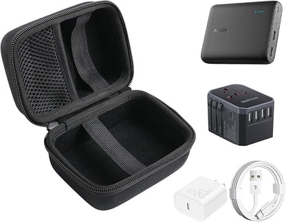 Travel Charging Accessories Storage Kit - Hard Protective Case Fits Power Bank, Power Adapter & Data Cables(Case Only)