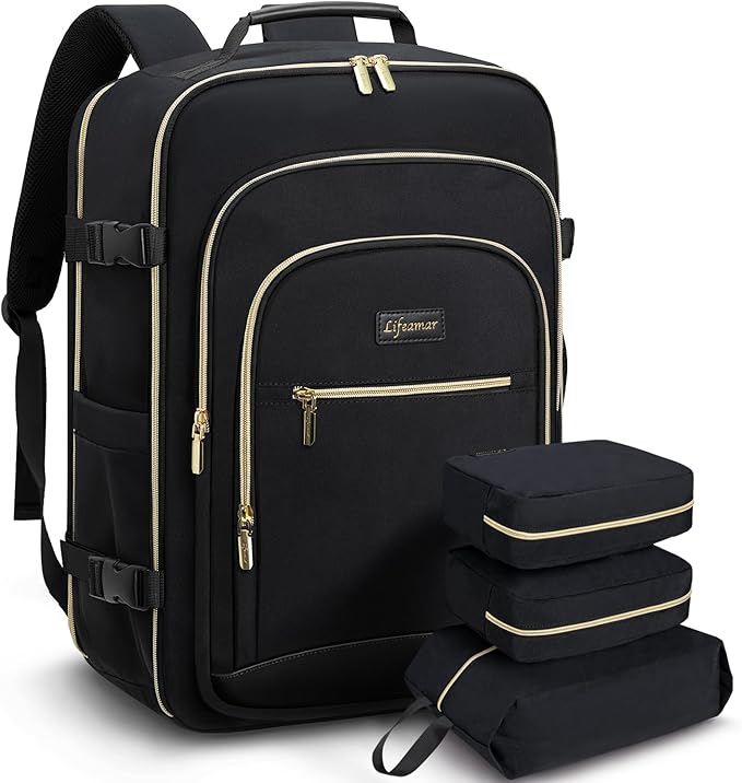 40L Travel Backpack for Women, Carry On Bag Flight Approved, Waterproof Backpacks with 3 Packing Cubes, Weekender Personal Item Backpack for Airplane Travel Essentials, TSA Approved