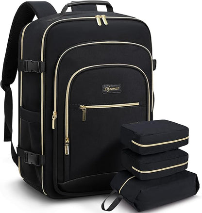 40L Travel Backpack for Women, Carry On Bag Flight Approved, Waterproof Backpacks with 3 Packing Cubes, Weekender Personal Item Backpack for Airplane Travel Essentials, TSA Approved