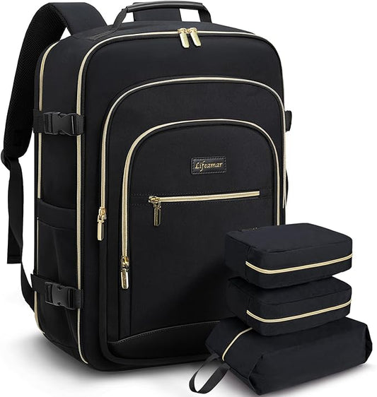 40L Travel Backpack for Women, Carry On Bag Flight Approved, Waterproof Backpacks with 3 Packing Cubes, Weekender Personal Item Backpack for Airplane Travel Essentials, TSA Approved