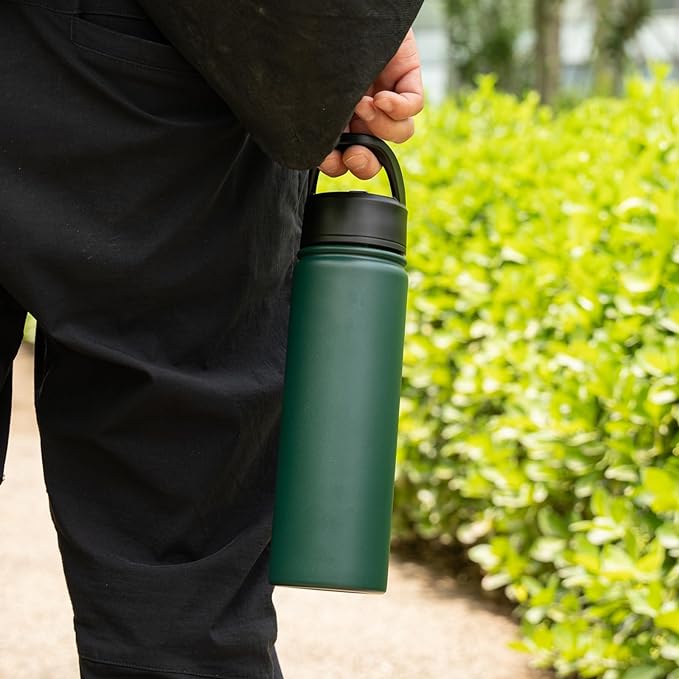 40oz Insulated Water Bottle Stainless Steel Sport Bottles with 3 Lids,Army Green