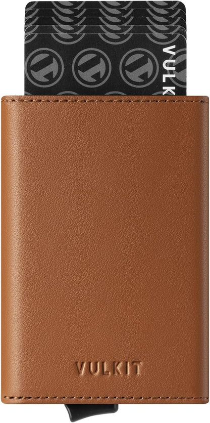 VULKIT Pop up Wallet Minimalist Cash Wallets RFID Blocking Leather Smart Credit Card Holder with Magnetic Closure for Men