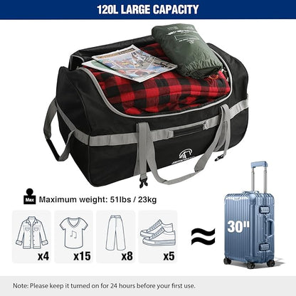REDCAMP 85L/120L/140L Foldable Duffle Bag with Wheels, Large Travel Duffel Bag