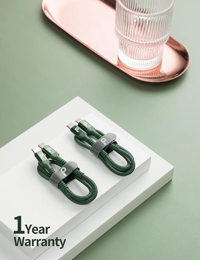 USB C Cable Fast Charging 10FT, 2Pack USBC to USBC Cable, iPhone 16 15 Charger Long Type C Nylon Braided USB-C Charger Cord for iPhone 17/16/15/Pro Max/Plus/Samsung Galaxy S23/LG and More-Green