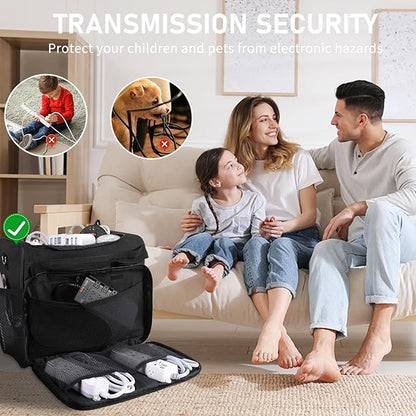 Cable Organizer Bag,Cable Management Box Cord Organizer Case,Electronics Cord Storage Bag with Adjustable Divider Large Cable Storage Bag Carrying Case for Cable, Cord,Power Strip