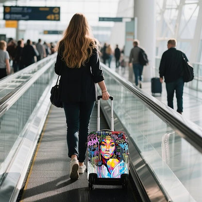 WUJIAONIAO Travel Luggage Cover Baggage Suitcase Cover Protector Skins 18-32 Inch (Graffiti A8, M (for 22-24 inch luggage))