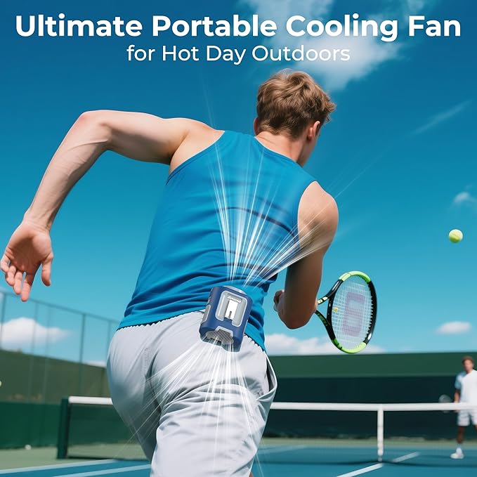 AMACOOL Mini Portable Waist Fan Clip on, 13000RPM 4-Speeds Personal Neck Fans, Up to 24H Battery Life, Rechargeable Wearable Shirt Belt Fan for Outdoor Work Jobsite Travel Camping, Gifts for Men