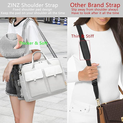 ZINZ Shoulder Strap Universal Bag Strap - 78" Ultra-Thick Padded with Dual Balanced Adjustable Buckles for Briefcase, Travel, Sports, Laptop, Crossbody Bag - Gray Silver