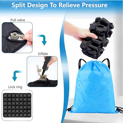 Travel Cushion, Comfortable 3D Air Cell Seat Cushion, Portable and Adjustable Air Inflatable Pressure Relief Seat Cushion for Car,Office Chair,Wheelchair and Tailbone Pain Relief
