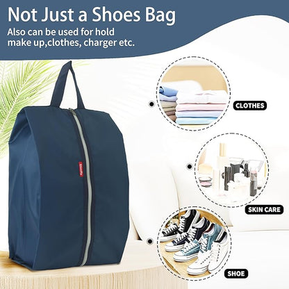 6pcs Portable Shoe Organizer, Travel Pouches with Zipper, Golf Shoe Bags, Clothes Bags, Soccer Cleats Bag Shoe Pouch for Gym, Waterproof, Odor-Resistant (Navy Blue)