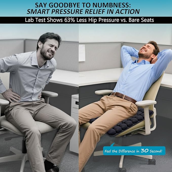 Travel Cushion Airplane Seat,Portable Inflatable Seat Cushion for Long Flights, Car Seat, Office Chairs, and Wheelchair (42 Air Bag with Air Pump and Storage Bag)