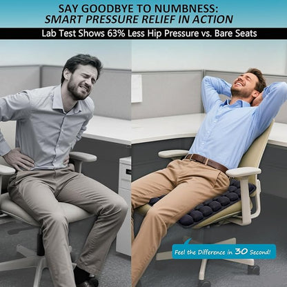 Travel Cushion Airplane Seat,Portable Inflatable Seat Cushion for Long Flights, Car Seat, Office Chairs, and Wheelchair (42 Air Bag with Air Pump and Storage Bag)