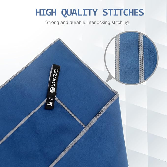 Eunzel Quick Dry Camping Towel, Microfiber Travel Towel 3 Size at 1 Pack,Fast Drying Towel Set for Camping, Beach, Gym, Sports, Yoga & Swimming Pool, Navy Blue