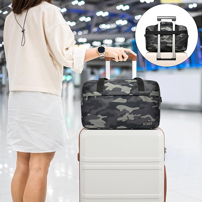 Kono Travel Duffel 20L Under Seat Carry-On Sports Tote Gym Weekender Overnight Bag - 15.75"x9.84"x7.87" Camo