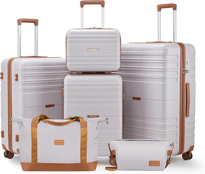 Luggage Sets 6 Piece with Spinner Wheels, Lightweight Hardshell Suitcase Set with TSA Lock, Carry On Checked Luggage with Travel Bag & Toiletry Bag (Light Purple, 6 piece sets（14/20/24/28/DB/TB）)