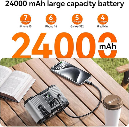 24000mAh Personal Waist Fan, USB Rechargeable Clip The Waist For Working,10 Speed & 40H Cooling and Heatstroke Prevention For Outdoor Travel Camping (Grey, 24000mAh)