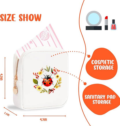 Ladybugs Mini Makeup Bag, Ladybugs Gift For Women Girls, Cute Portable Zipper Pouch Cosmetic Bag For Teen Girls Kids, Small Storage Bag For Sanitary Pad, Period napkin bag!