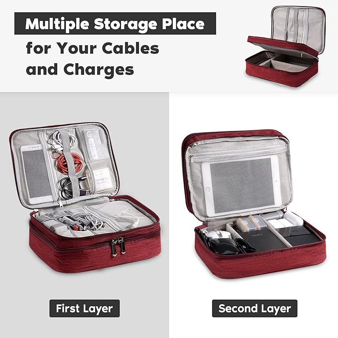 OrgaWise Electronics Organizer, Electronic Accessories Bag Travel Cable Organizer Three-Layer for iPad Mini, Kindle, Hard Drives, Cables, Chargers
