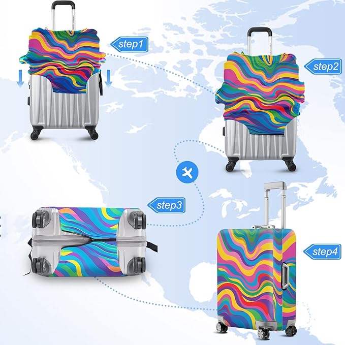 ANNA QUEEN Travel Luggage Cover Suitcase Protector Suitcase Cover Anti-Scratch,Stretchable Luggage Travel Bag Cover Washable