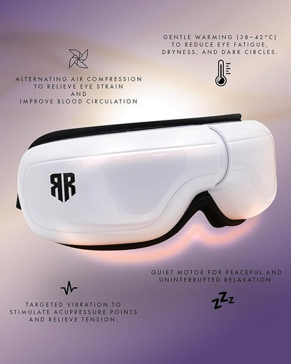 Eye Massager with Heat, Heated Eye Mask, Migraine Relief Device, Warm Compress & Vibration, Improved Sleep, 5 Massage Modes, Folding Design, Christmas/Bday Gift for Friend/Mom/Dad