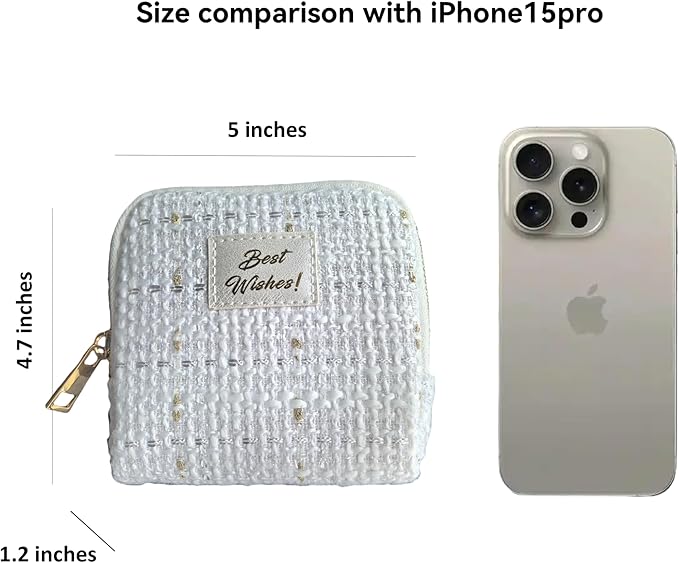 Small Travel Jewelry Case, Soft Tweed Organizer Pouch for Bangle, Bracelets, large Earrings, Beaded necklace, Anti-Scratch & Portable Jewelry Bag Holder for Travel & Everyday Use (Snow Sparkle)