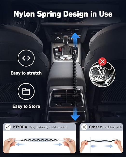 Coiled USB C to Lightning Cable 3FT, 2 in 1 iPhone 15 Charger Cord for Car Nylon Braided Multi Type C to TypeC Fast Charging Cables for iPhone 17 16 15 14 13 12 11 iPad, Samsung Galaxy Sony - 1Pack