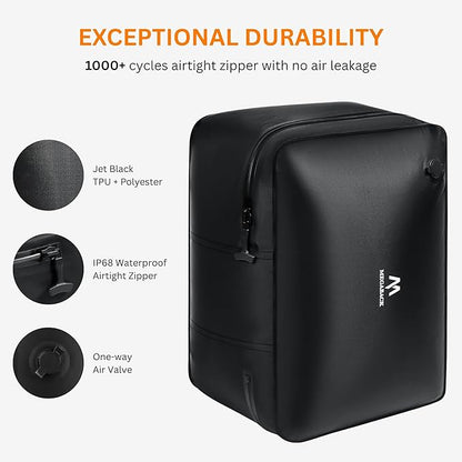 Travel Vacuum Bags for Luggage with Pump, Reusable Vacuum Seal Bags for Clothing, IP68 Waterproof, Top-open Design, Fits 20/24/28 Inch Suitcase (1PC+Pump, 43L)