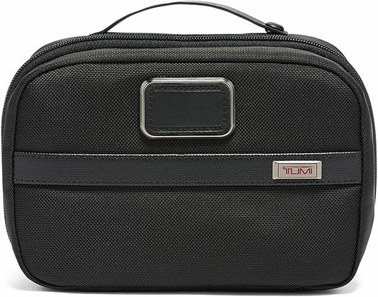 TUMI Alpha Split Travel Kit - Compact Toiletry Bag for Men & Women - Features Removable Leather Handle & 3 Zip Pockets - Black