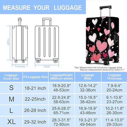Luggage Cover Washable Suitcase Protector Anti-Scratch,Stretchable Fit for 20-34Inch Luggage Durable Travel Bag Cover with Zipper Closure (Heart-2, L(fits 28-30Inch suitcase))