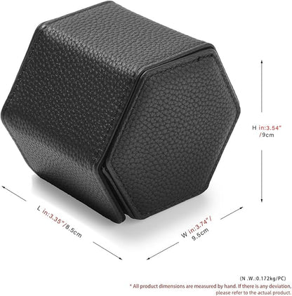 Oirlv Luxury Hexagonal Leather Watch Travel Case Single Watch Box for Men Portable Jewelry Storage Roll Organizer (1-Slot,Black)