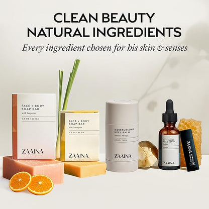 ZAAINA Men’s Self Care Package, Relaxation Spa Gift Set for Him - Luxury Natural Handmade Grooming Kit for Husband Dad Friend, Birthday & Christmas Gifts for Men (Deluxe Set)