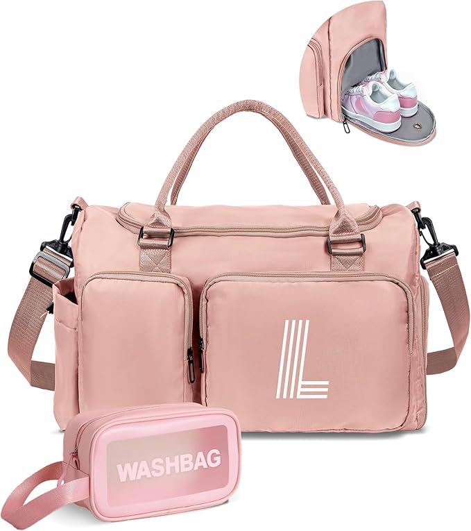 Monogram Duffle Bag Women Girls Gift: Initial Overnight bags, Dance Cheer bag Sports for Girl, Kid Gymnastics Bags, Birthday Gifts for Women Girls Kids Teens Mom Teacher