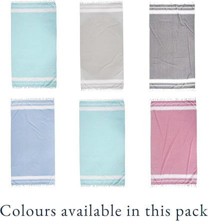 LANE LINEN Beach Towels 6 Pack, Oversized Beach Towel, Lightweight Beach Essentials for Women, Large Pool Towel, Absorbent & Quick Dry, Sand Free Beach Towel, 39"x71" - Nautical Color