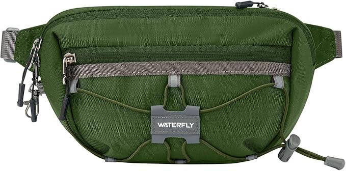 WATERFLY Lightweight Small Fanny Pack: 1.5L Mini Slim Crossbody Waist Belt Hip Bag with RFID Blocking, Anti-Theft & Water Resistant Pouch for Women Men Travel Hiking Running Walking EDC