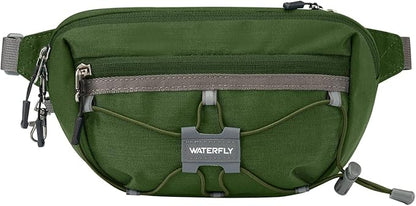 WATERFLY Lightweight Small Fanny Pack: 1.5L Mini Slim Crossbody Waist Belt Hip Bag with RFID Blocking, Anti-Theft & Water Resistant Pouch for Women Men Travel Hiking Running Walking EDC