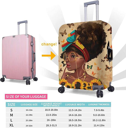 Travel Suitcase Protector African American Black Girl Elastic Protective Washable Luggage Cover With Concealed Zipper Suitable For X-Large (A little large)