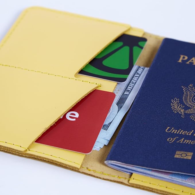 INCARNE US Leather Passport Holder for Travel - Passport Case - Passport Wallet for Men - Passport Cover for Women Sleeve Protector - Travel Essentials Vacation Luggage Travel Gifts - Classic Blue