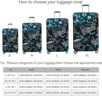 fancyfree Luggage Cover Washable Suitcase Protector Anti-scratch Suitcase cover (Travel Graffiti, S(18"-21" luggage))