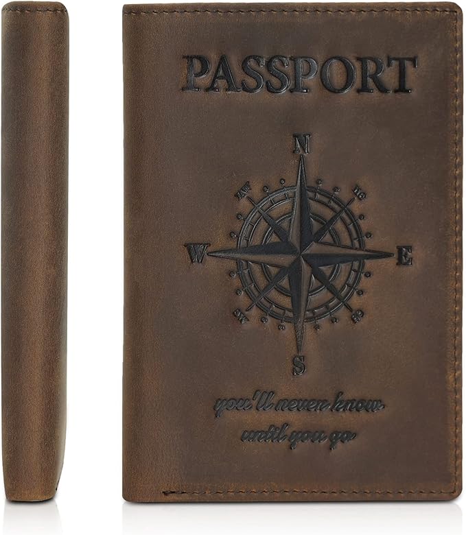 Polare Functional RFID Blocking Leather Passport Holder Travel Bifold Wallet For Men