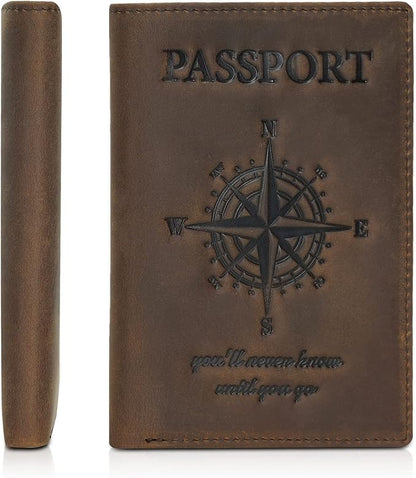 Polare Functional RFID Blocking Leather Passport Holder Travel Bifold Wallet For Men