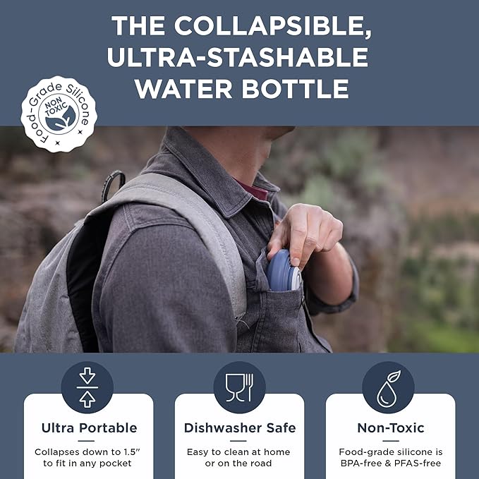 HYDAWAY Getaway Bundle - 25oz Collapsible Water Bottle and 16oz Collapsible Insulated Tumbler - BPA-Free, Leak-Resistant, Reusable Drinkware Set for Travel, Hiking, and Daily Commutes