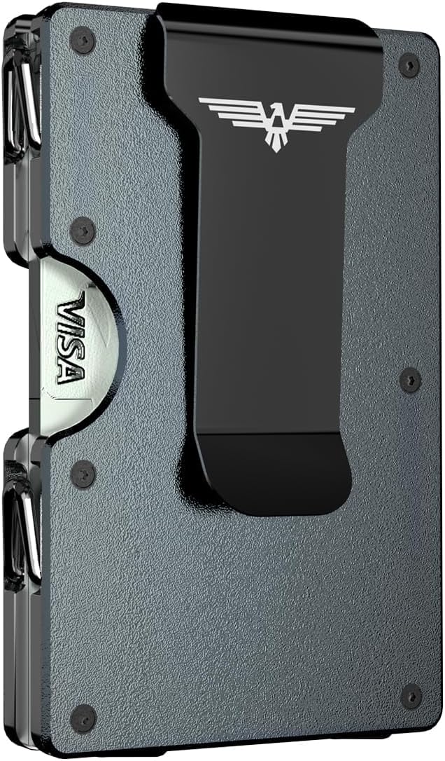 Minimalist Wallet for Men, Metal Wallet with Money Clip, Slim Compact Wallet, RFID Blocking Card Holder, Metal Aluminum Credit Card Holder, Holds up to 20 Cards