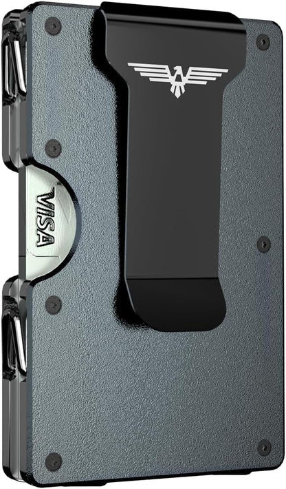 Minimalist Wallet for Men, Metal Wallet with Money Clip, Slim Compact Wallet, RFID Blocking Card Holder, Metal Aluminum Credit Card Holder, Holds up to 20 Cards