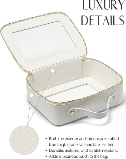 Popvibe Clear Makeup Bag Travel Cosmetic Case Transparent Toiletry Bag with Zipper, Portable Make Up Organizer Traveling Compact Car Bag for Essentials