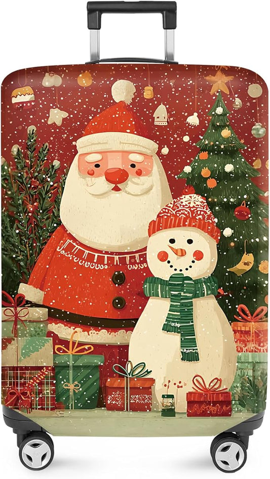 FOREVER QUEEN Snowman Luggage Cover Suitcase Protector Suitcase Cover Anti-Scratch,Stretchable Bag Cover Washable Durable Polyester