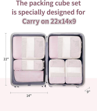 Narwey 6 Set Compression Packing Cubes for Travel Kids Women Carry on, Packing Organizers Bag for Backpack Luggage Suitcase Duffle Bags