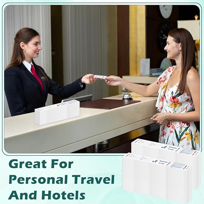 2000 Pcs Paper Hotel Luggage Tags with Transfer Tape On Back Luggage Tags Bulk Blue Baggage Claim Check Tags Serial Numbering Claim Ticket Baggage Identification for Suitcase Motel Bag Storage